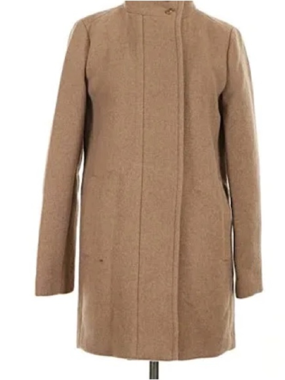 J. Crew Camel Wool-Blend High Collar Pea Coat